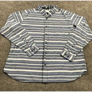 Columbia Shirt Mens Extra Large XL Blue Button Up Striped Cotton Pocket Casual‎